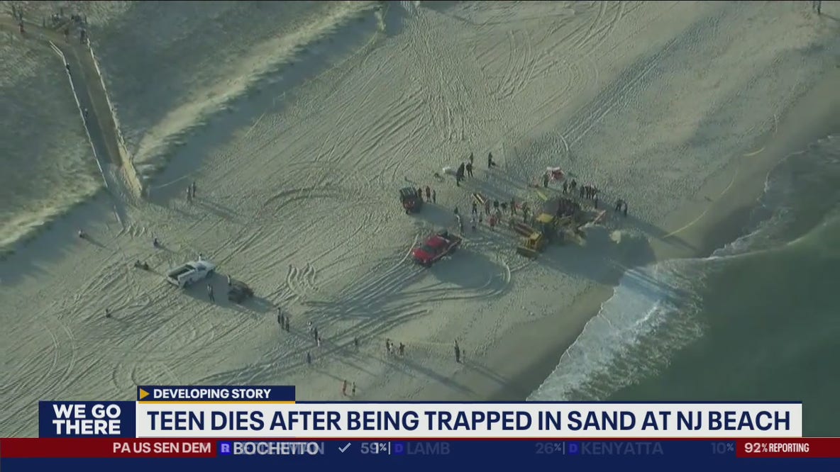 Teen dies after being trapped in sand at New Jersey beach